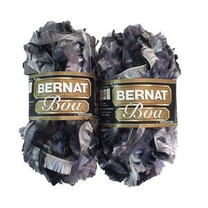 Bernat Boa Yarn Lot 2 Skeins 1.3oz-50g Ostrich Eyelash